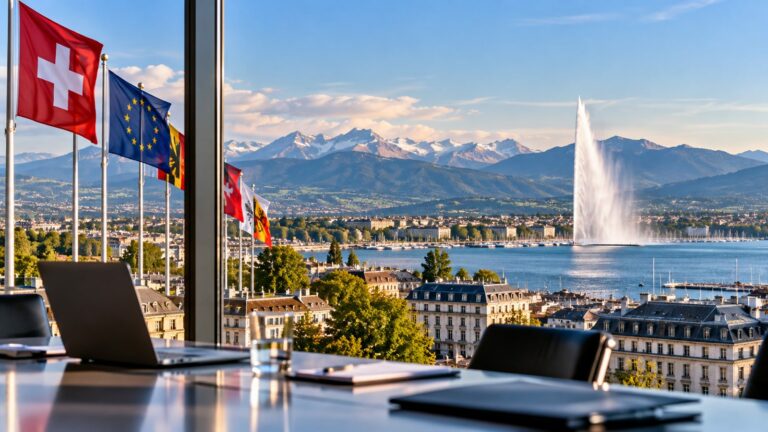 Genève entreprises internationales drapeaux